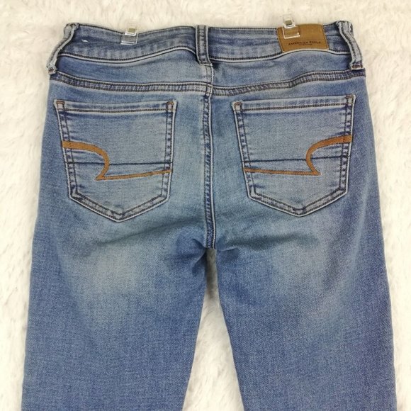American‎ Eagle Womens Jeans Jeggings Blue Denim Light Wash Super Stretch 0 - Picture 4 of 13